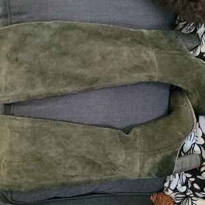 Free People Dakota Tall Boot Over The Knee Slouch Moss Green Suede